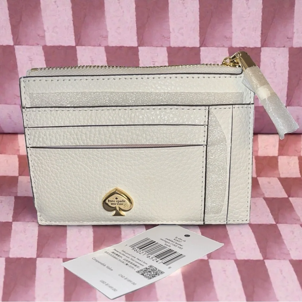 NWT Kate Spade Meringue Card Holder with Gold Accent